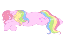 Size: 1024x611 | Tagged: safe, artist:evereveron, parasol (g1), pony, g1, female, prone, sleeping, solo