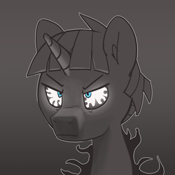 Size: 1280x1280 | Tagged: safe, artist:pabbley, stygian, pony, unicorn, g4, shadow play, 30 minute art challenge, male, partial color, solo, stallion