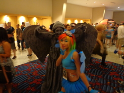 Size: 4608x3456 | Tagged: safe, artist:princesspaparazzi, rainbow dash, human, g4, clothes, cosplay, costume, crossover, doctor who, don't blink, don't blink or he'll get ya, don't blink or she'll get ya, irl, irl human, photo, statue, weeping angel