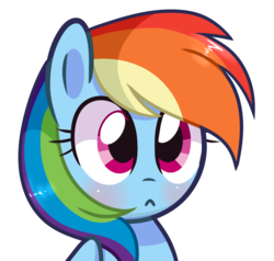 Size: 2000x1900 | Tagged: safe, artist:darkynez, rainbow dash, pegasus, pony, g4, :<, blushing, bust, cute, female, mare, simple background, solo, transparent background
