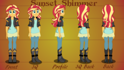 Size: 1273x720 | Tagged: safe, artist:solywack, sunset shimmer, equestria girls, g4, my little pony equestria girls: friendship games, boots, clothes, dress, jacket, pants, shoes