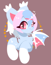 Size: 600x772 | Tagged: safe, artist:snow angel, oc, oc only, oc:pamela sweet, bat pony, pony, bat pony oc, cute, female, heart eyes, mare, ocbetes, smiling, solo, wingding eyes