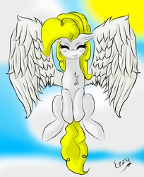 Size: 1500x1836 | Tagged: safe, artist:monsoonvisionz, surprise, pony, g1, eyes closed, female, solo, spread wings, wings