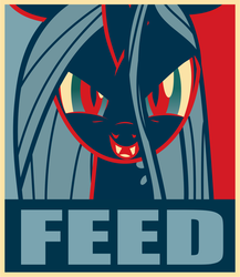 Size: 3485x4020 | Tagged: safe, artist:urpleb3atin, queen chrysalis, changeling, changeling queen, g4, female, hope poster, poster, propaganda, solo