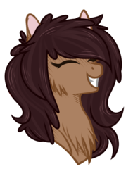 Size: 1024x1357 | Tagged: safe, artist:blocksy-art, oc, oc only, oc:chi, pony, bust, chest fluff, eyes closed, female, happy, mare, portrait, simple background, smiling, solo, transparent background