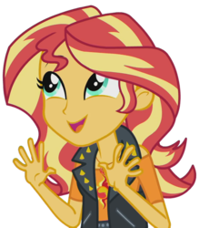 Size: 561x640 | Tagged: safe, artist:fella, edit, edited screencap, screencap, sunset shimmer, a fine line, equestria girls, g4, my little pony equestria girls: better together, background removed, clothes, cute, female, geode of empathy, leather vest, magical geodes, not a vector, simple background, solo, transparent background, vest