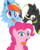 Size: 2765x3426 | Tagged: safe, artist:petraea, pinkie pie, rainbow dash, oc, oc:marie, pegasus, pony, g4, faic, female, high res, mare, one eye closed, self insert, simple background, tongue out, transparent background, wink