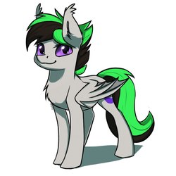 Size: 1000x1000 | Tagged: safe, artist:eyelet, oc, oc only, oc:night wing, bat pony, bat pony oc, cute, female, folded wings, looking up, simple background, smiling, solo, white background, wings