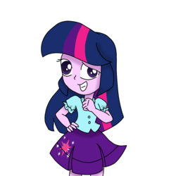 Size: 1000x1000 | Tagged: safe, artist:chautung, twilight sparkle, equestria girls, g4, clothes, derp, grin, simple background, smiling