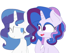 Size: 950x690 | Tagged: safe, artist:katiamel, oc, oc only, oc:radiant jewel, oc:sapphire, pony, unicorn, offspring, parent:fancypants, parent:rarity, parents:raripants