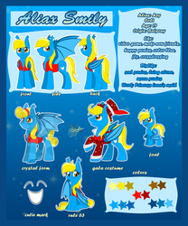Size: 1000x1200 | Tagged: safe, artist:unisoleil, oc, oc only, oc:aliax smily, bat pony, crystal pony, pony, clothes, colt, crystallized, female, hat, male, mare, reference sheet, rule 63, solo, stallion, top hat