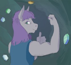 Size: 1280x1160 | Tagged: safe, artist:goldenleaf36, maud pie, earth pony, anthro, g4, female, flexing, smiling, solo, thumbs up