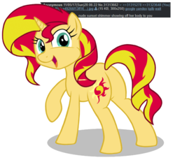 Size: 698x639 | Tagged: safe, artist:dosey--doe, sunset shimmer, pony, unicorn, g4, /mlp/, 4chan, butt, cute, female, mare, plot, presenting, shimmerbetes, solo, we don't normally wear clothes