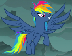 Size: 703x547 | Tagged: safe, screencap, rainbow dash, g4, secrets and pies, evil pie hater dash, female, imagine spot, pose, solo