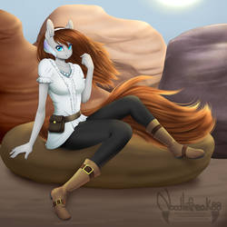 Size: 3850x3850 | Tagged: safe, artist:noodlefreak88, oc, oc only, oc:pearl, anthro, clothes, commission, high res, leggings, solo