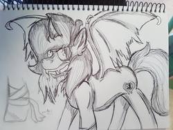 Size: 2048x1536 | Tagged: safe, artist:euspuche, oc, oc only, oc:zalam, alicorn, demon pony, devil, pony, alicorn oc, curved horn, fangs, horn, looking at you, male, solo, traditional art, transformation