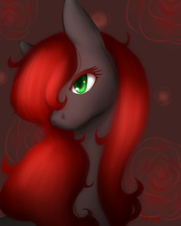 Size: 1024x1280 | Tagged: safe, artist:mister-pierrot, oc, oc only, pony, bust, female, mare, portrait, red and black oc, solo