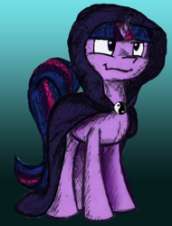 Size: 517x680 | Tagged: safe, artist:athlete-grizzle, twilight sparkle, pony, g4, cloak, clothes, female, hood, mare, solo