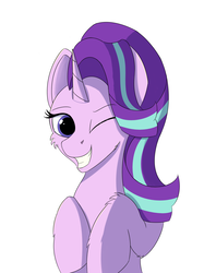 Size: 2158x2724 | Tagged: safe, artist:lunar froxy, starlight glimmer, g4, bust, female, high res, simple background, smiling, solo, white background