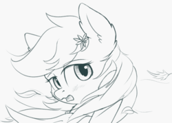 Size: 1050x750 | Tagged: safe, artist:malwinters, oc, oc only, oc:maple floret, pony, bust, monochrome, portrait, solo, windswept mane