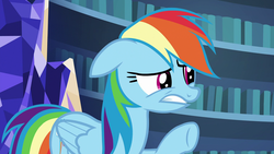 Size: 1920x1080 | Tagged: safe, screencap, rainbow dash, g4, secrets and pies, female, solo, twilight's castle