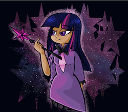 Size: 1154x1014 | Tagged: safe, artist:smirk, twilight sparkle, human, g4, clothes, female, humanized, mage, moderate dark skin, ms paint, simple background, tan skin, wand