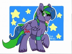 Size: 512x387 | Tagged: source needed, safe, artist:sollsprite, oc, oc only, oc:felicity stars, pegasus, pony, bands, tongue out