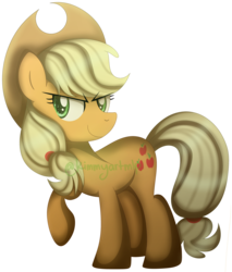 Size: 3019x3540 | Tagged: safe, artist:kimmyartmlp, applejack, earth pony, pony, g4, female, high res, simple background, solo, transparent background, watermark