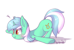 Size: 1280x871 | Tagged: safe, artist:dsp2003, lyra heartstrings, pony, unicorn, g4, blushing, cute, face down ass up, female, frog (hoof), lying down, lyrabetes, mare, pouting, silly, silly pony, simple background, solo, transparent background, underhoof