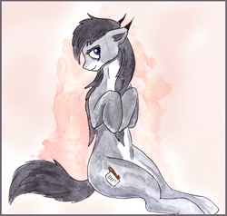 Size: 600x571 | Tagged: safe, artist:veda, oc, oc only, earth pony, pony, furryguys, ponified, simple background, solo, traditional art, watercolor painting