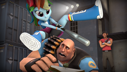 Size: 2880x1620 | Tagged: safe, artist:cowboygineer, rainbow dash, equestria girls, g4, 3d, baseball bat, crossover, heavy weapons guy, meet the scout, sandvich, scout (tf2), source filmmaker, team fortress 2