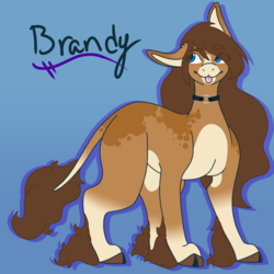Size: 4800x4800 | Tagged: safe, artist:midnight-drip, oc, oc only, oc:brandy, earth pony, pony, absurd resolution, bad anatomy, cloven hooves, female, mare, small head, solo, tongue out