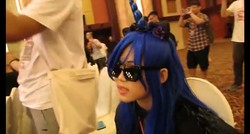 Size: 1275x681 | Tagged: safe, princess luna, human, g4, china ponycon, clothes, cosplay, costume, irl, irl human, photo