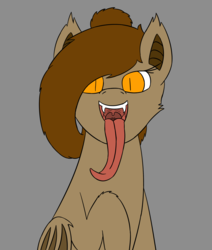 Size: 2255x2663 | Tagged: safe, artist:yannerino, oc, oc only, oc:yan, bat pony, drool, fangs, female, forked tongue, high res, long tongue, mawshot, open mouth, solo, tongue out, uvula