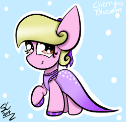 Size: 459x443 | Tagged: safe, artist:sugarcloud12, oc, oc only, oc:cherry blossom, earth pony, pony, clothes, dress, female, filly, gala dress, solo