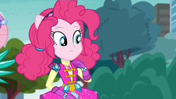 Size: 1366x768 | Tagged: safe, screencap, fluttershy, pinkie pie, equestria girls, g4, my little pony equestria girls: better together, super squad goals, canterlot city, crystal guardian, crystal wings, female, female focus, ponied up, solo focus, wings