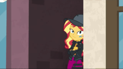 Size: 477x269 | Tagged: safe, screencap, sunset shimmer, display of affection, equestria girls, equestria girls series, g4, animated, clothes, female, flanksy, helping, jacket