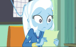 Size: 387x241 | Tagged: safe, screencap, trixie, a little birdie told me, equestria girls, g4, my little pony equestria girls: better together, animated, classroom, clothes, fail, failure, female, sad, sobbing, test