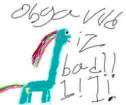 Size: 500x417 | Tagged: safe, artist:marco taymuraz, 1000 hours in ms paint, bad, cga, drawception, long neck, profile picture, quality, solo, wat, why