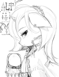 Size: 2550x3300 | Tagged: safe, artist:alts-art, oc, oc only, oc:chamber wisp, pony, unicorn, clothes, female, high res, jacket, mare, monochrome, solo