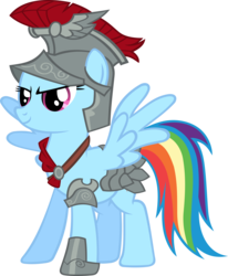Size: 3658x4431 | Tagged: safe, artist:ironm17, rainbow dash, pegasus, pony, g4, armor, clothes, female, helmet, mare, royal legion, simple background, smiling, solo, transparent background, vector