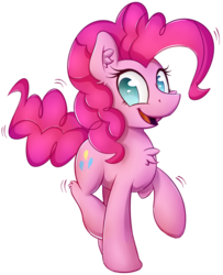 Size: 416x512 | Tagged: safe, artist:sentireaeris, pinkie pie, earth pony, pony, g4, female, open mouth, painttoolsai, raised hoof, simple background, smiling, solo, telegram sticker, transparent background