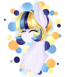 Size: 2600x3095 | Tagged: safe, artist:blocksy-art, oc, oc only, oc:color burst, pony, unicorn, bust, eyes closed, female, high res, mare, portrait, smiling, solo