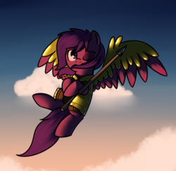 Size: 1539x1487 | Tagged: safe, artist:neuro, oc, oc only, pegasus, pony, flying, guard, solo