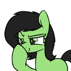 Size: 700x700 | Tagged: safe, alternate version, artist:skitter, edit, oc, oc only, oc:filly anon, pony, unicorn, boop, female, filly, meme, missing cutie mark, raised eyebrow, self-boop, simple background, smiling, smirk, solo, transparent background