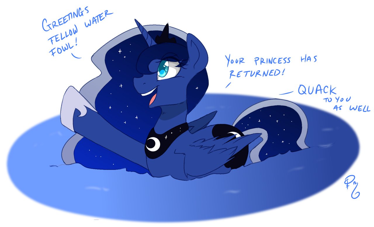 safe, artist:pixelyte, princess <b>luna</b>, g4, cute, female, pegaduck, solo.