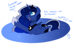 Size: 1924x1169 | Tagged: safe, artist:pixelyte, princess luna, g4, cute, female, pegaduck, solo