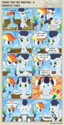 Size: 3600x6950 | Tagged: safe, artist:helmie-art, rainbow dash, soarin', pegasus, pony, comic:things they did together, g4, comic, deaf, derp, female, headphones, headset, male, music, ship:soarindash, shipping, straight, this will end in deafness