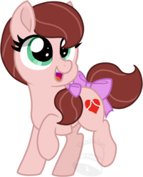 Size: 541x672 | Tagged: safe, artist:tambelon, oc, oc only, oc:care heart, pony, bow, chibi, female, hair bow, mare, simple background, solo, tail bow, transparent background, watermark