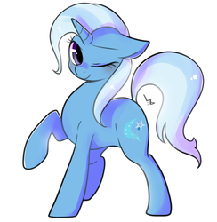 Size: 1000x1024 | Tagged: safe, artist:haden-2375, trixie, pony, unicorn, g4, cute, diatrixes, female, mare, one eye closed, raised hoof, simple background, solo, white background, wink